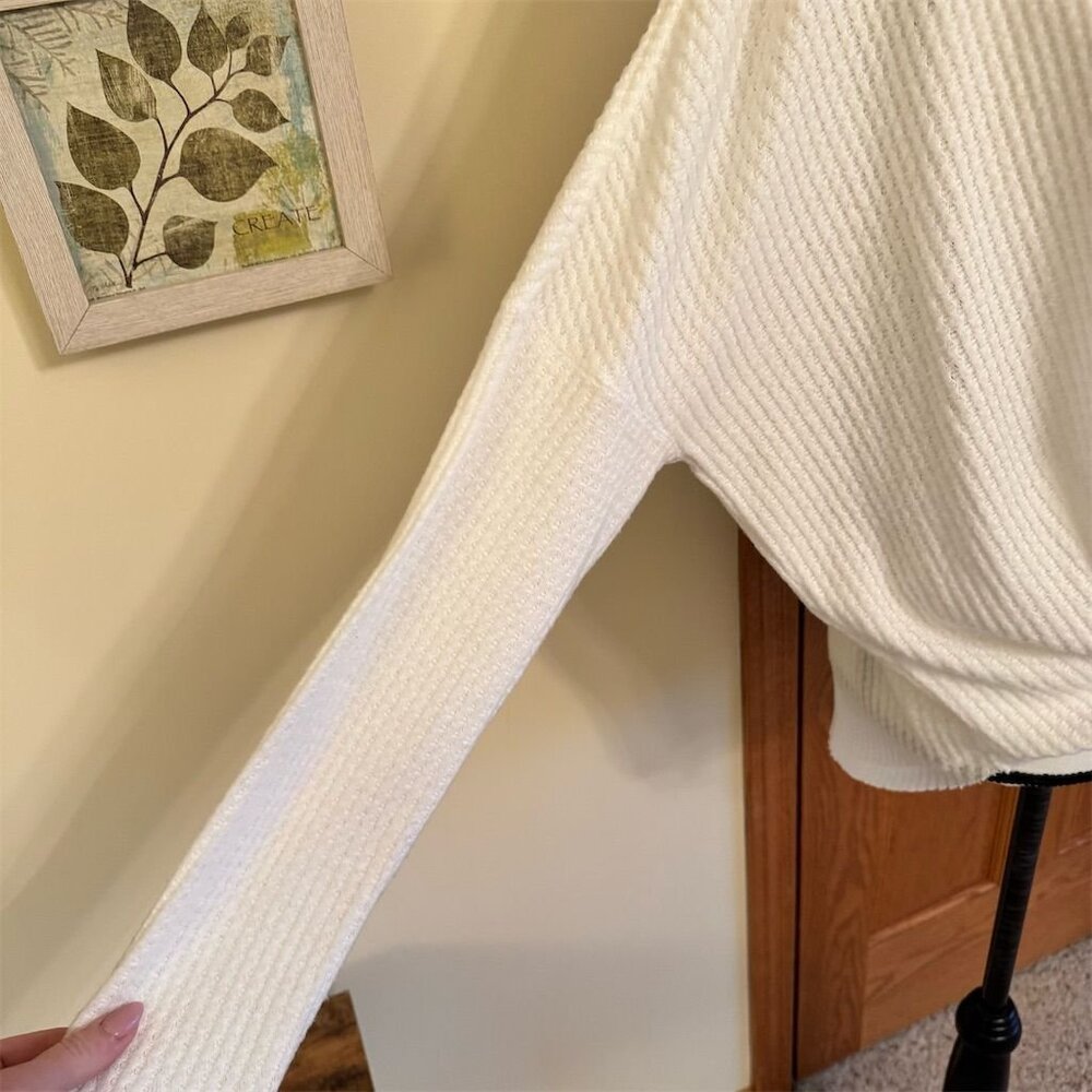Out From Under Women's Ivory Waffle Knit Button-Up Oversized Top Size M - Picture 4 of 8